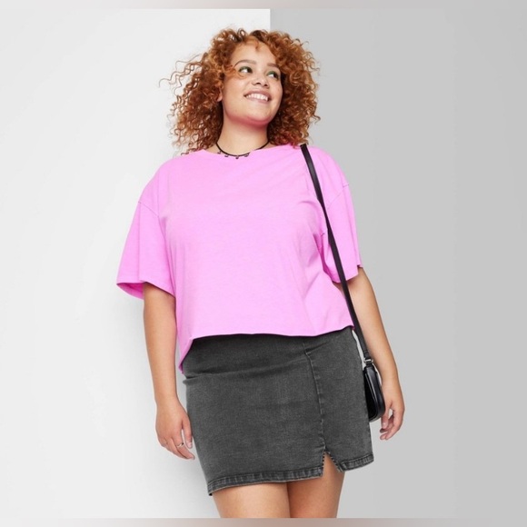 Wild Fable Women's 24 Plus Black Notch Front Seamed Denim Mid-Rise Mini Skirt - Picture 1 of 7